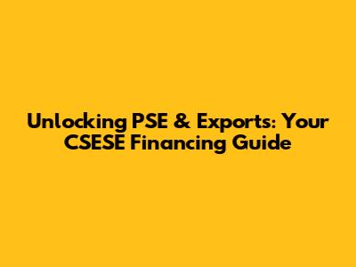 Unlocking PSE & Exports: Your CSESE Financing Guide