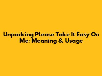 Unpacking 'Please Take It Easy On Me': Meaning & Usage
