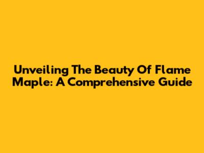 Unveiling The Beauty Of Flame Maple: A Comprehensive Guide
