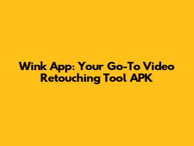Wink App: Your Go-To Video Retouching Tool APK