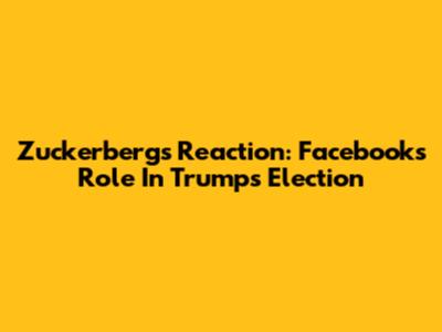 Zuckerberg's Reaction: Facebook's Role In Trump's Election